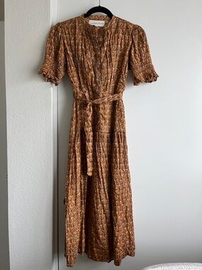 Daughters of India Mustard Floral Prairie Dress